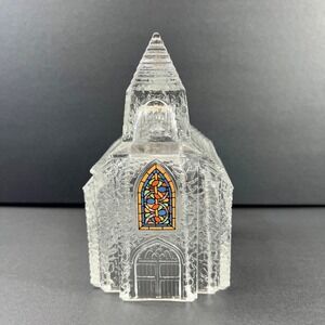 Vintage 1992 Avon Silent Night Church Figurine w/ Stained Glass Window Decal